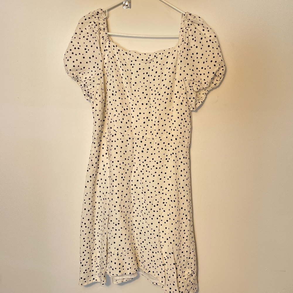Size 14 loft white with black polka dot dress
